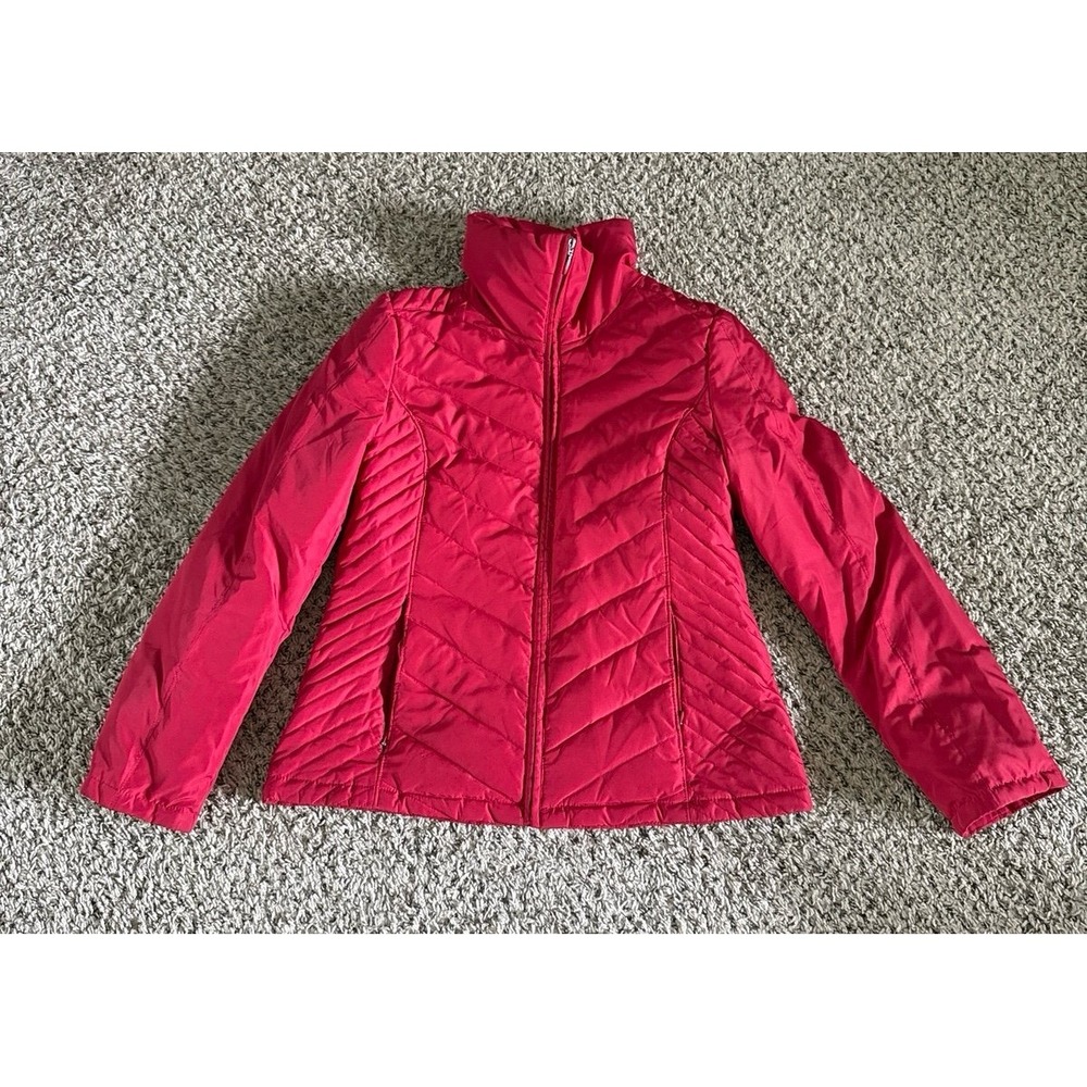 Kenneth Cole Reaction Women's Red Puffer Coat Size Medium